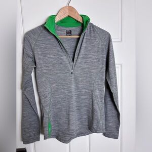 Icebreaker 200 GT Gray and Green Merino Base Layer Quarter Zip Pullover